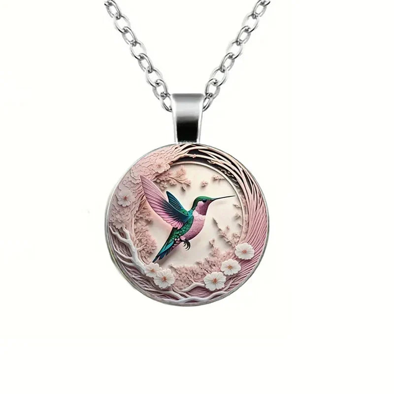 Collar con Colgante de Cúpula de Cristal de Colibrí