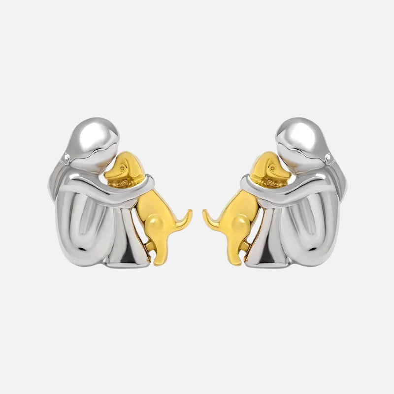 Pendientes de Abrazo Bicolor en Plata y Oro
