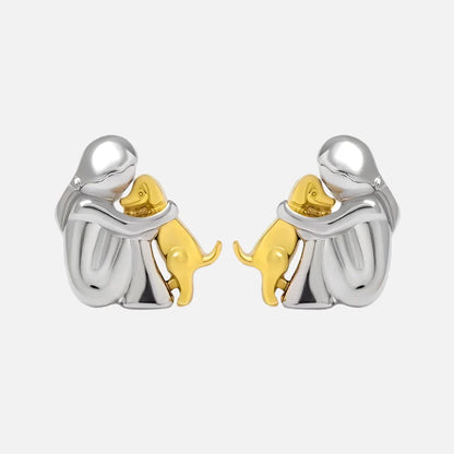 Pendientes de Abrazo Bicolor en Plata y Oro