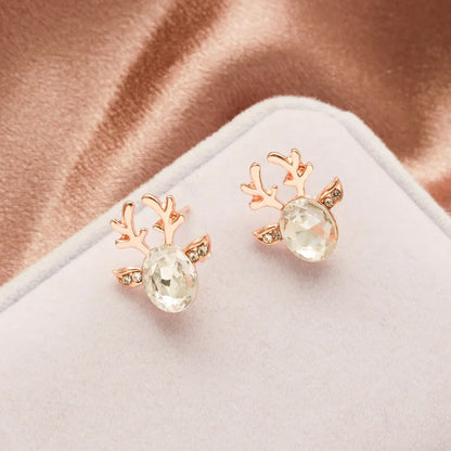 Pendientes De Cristal Con Forma De Reno Festivo