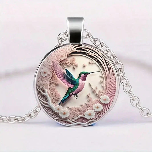Collar con Colgante de Cúpula de Cristal de Colibrí