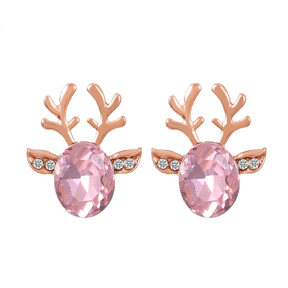 Pendientes De Cristal Con Forma De Reno Festivo