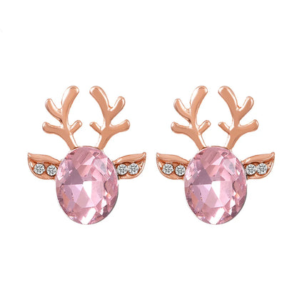 Pendientes De Cristal Con Forma De Reno Festivo