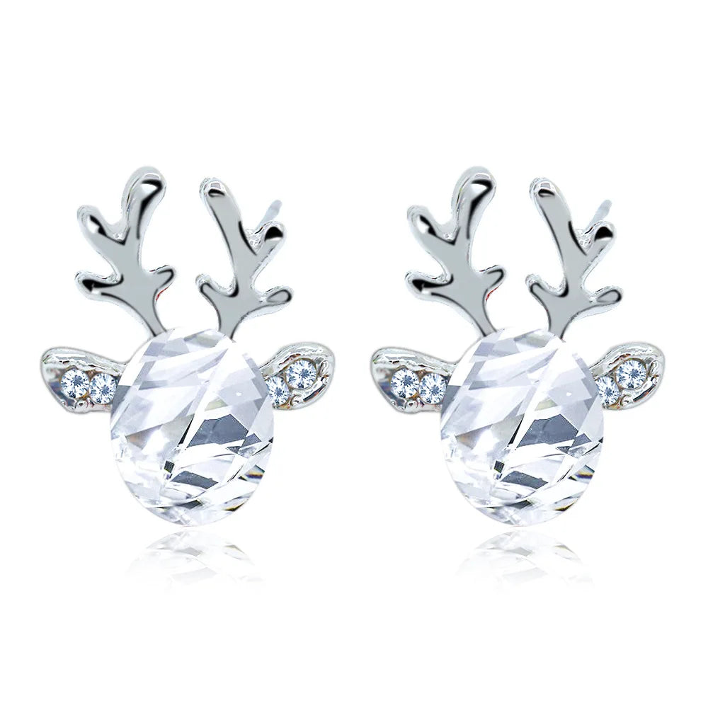Pendientes De Cristal Con Forma De Reno Festivo