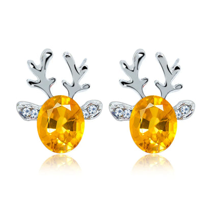 Pendientes De Cristal Con Forma De Reno Festivo