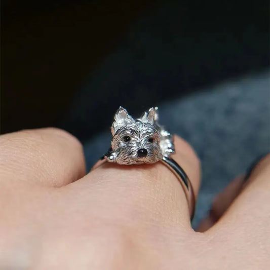 Anillo Ajustable De Perro De Estilo Retro