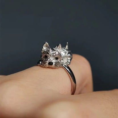 Anillo Ajustable De Perro De Estilo Retro