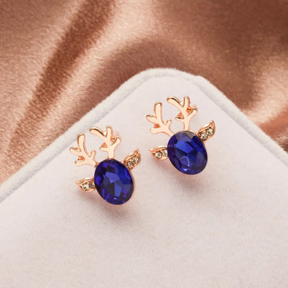 Pendientes De Cristal Con Forma De Reno Festivo