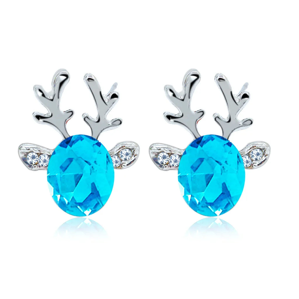 Pendientes De Cristal Con Forma De Reno Festivo