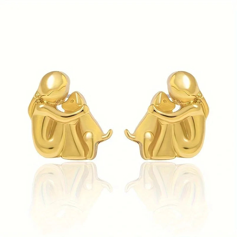 Pendientes de Abrazo Bicolor en Plata y Oro
