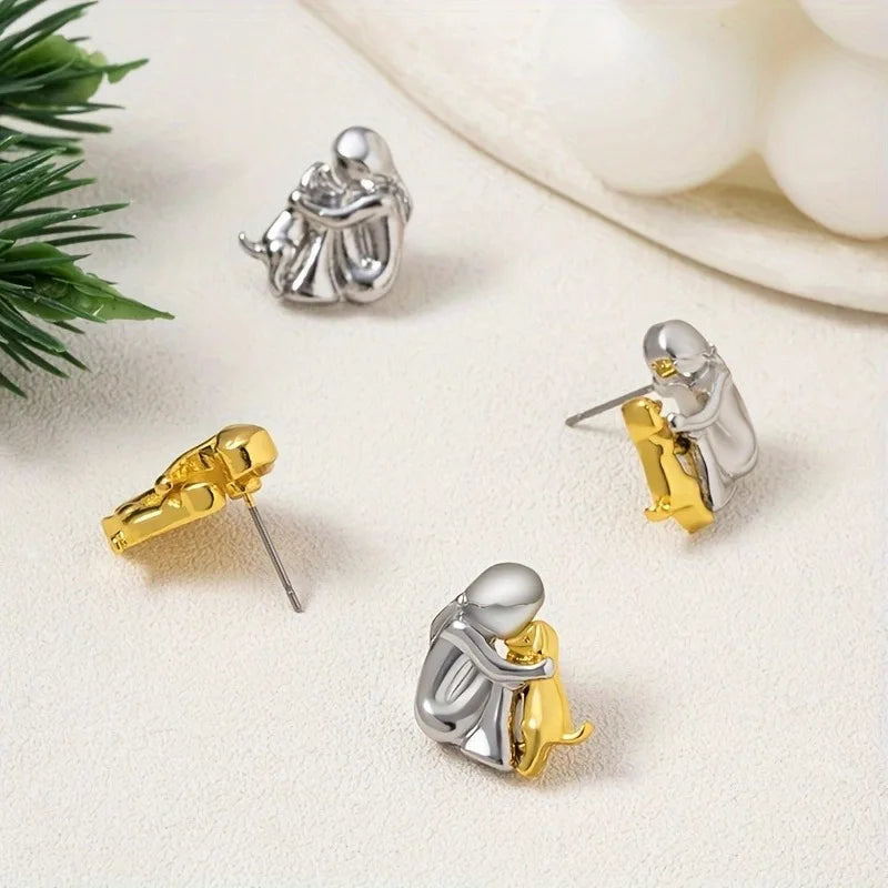 Pendientes de Abrazo Bicolor en Plata y Oro