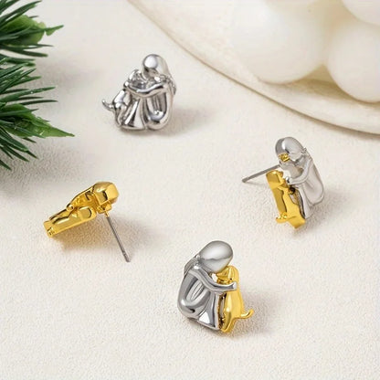 Pendientes de Abrazo Bicolor en Plata y Oro