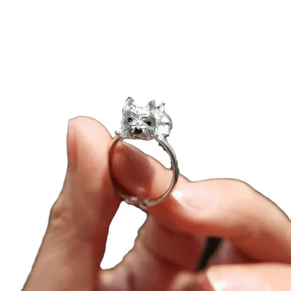 Anillo Ajustable De Perro De Estilo Retro