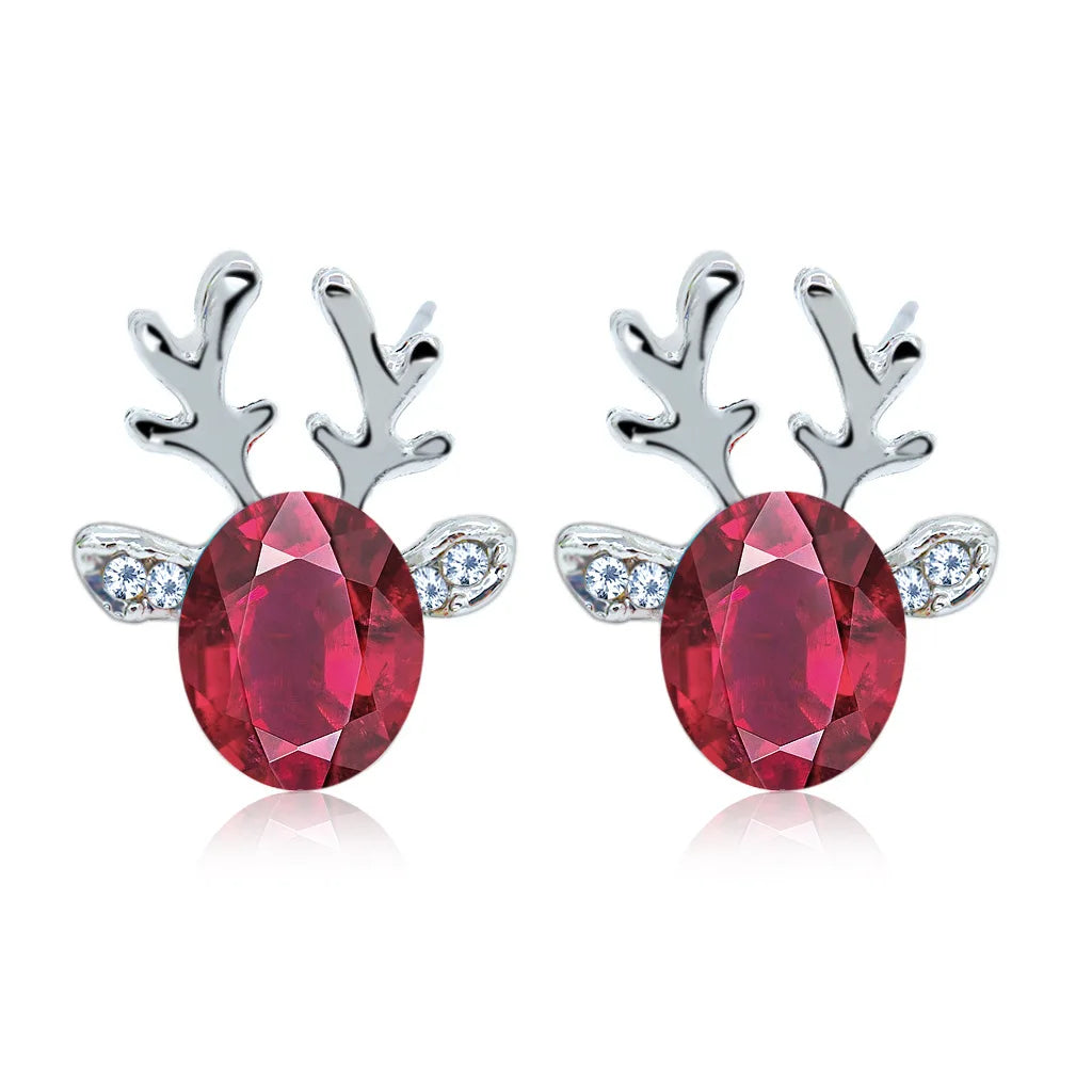 Pendientes De Cristal Con Forma De Reno Festivo
