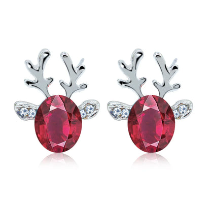 Pendientes De Cristal Con Forma De Reno Festivo