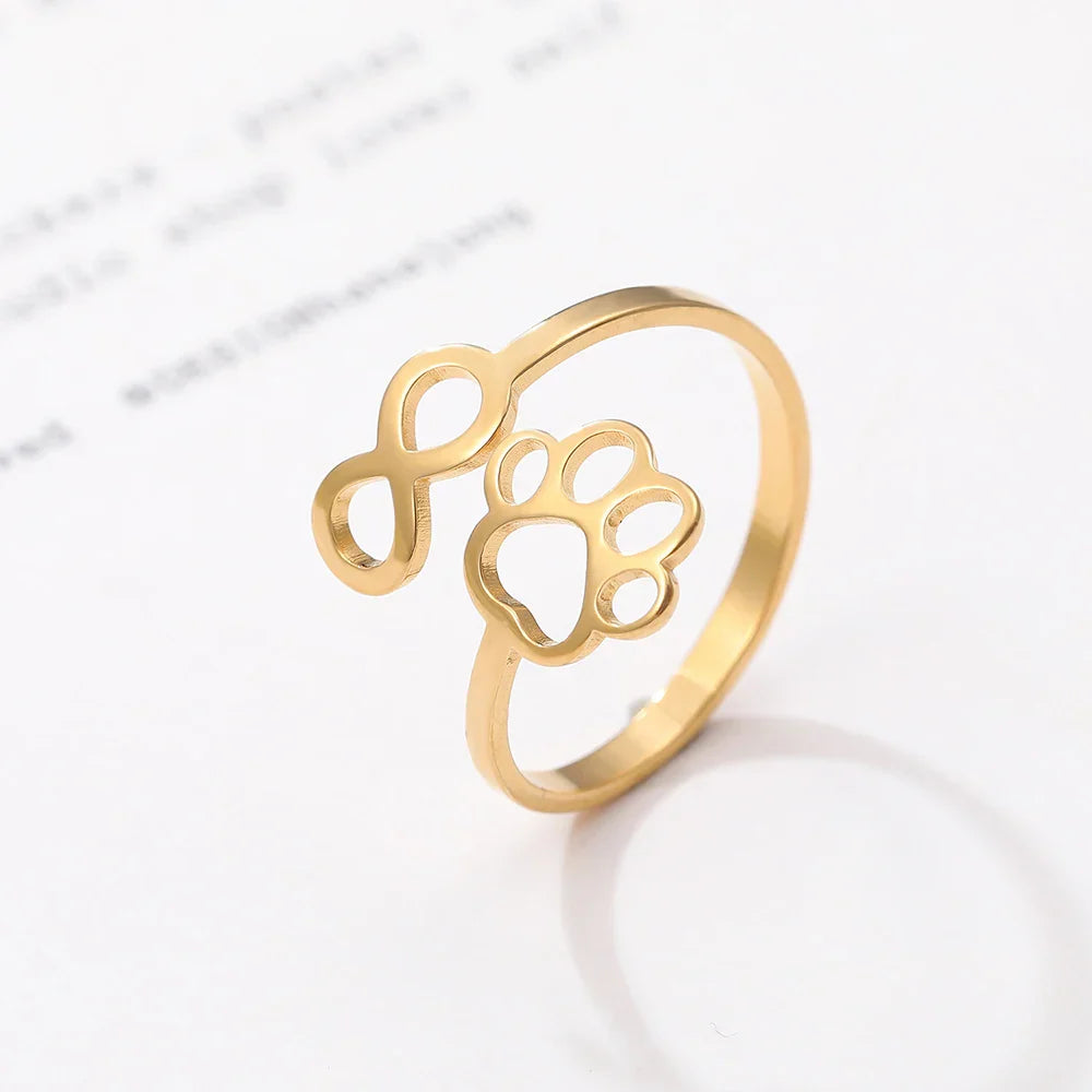 Adjustable Infinity Paw Ring – Stainless Steel