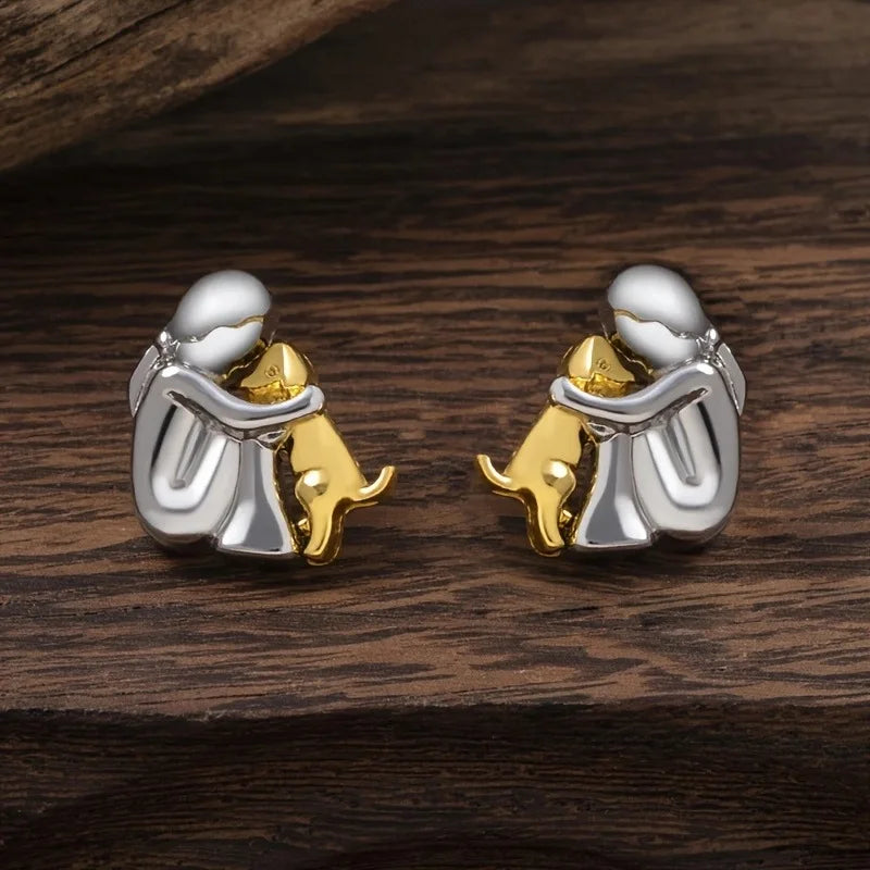 Pendientes de Abrazo Bicolor en Plata y Oro