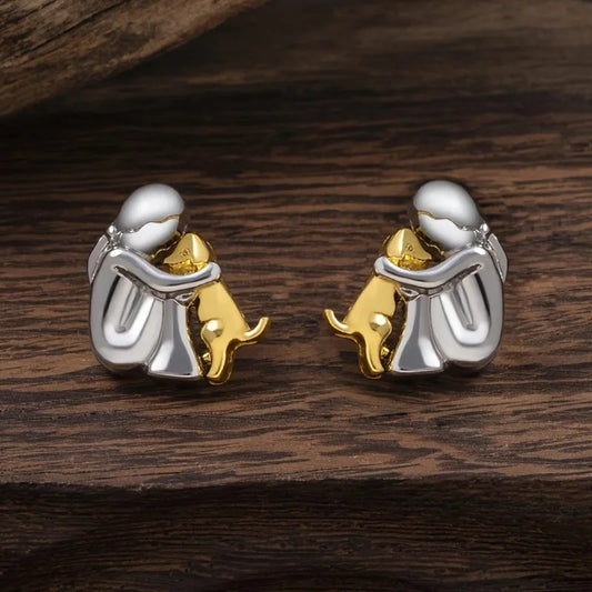 Pendientes de Abrazo Bicolor en Plata y Oro