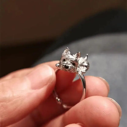Anillo Ajustable De Perro De Estilo Retro