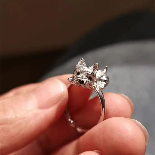 Anillo Ajustable De Perro De Estilo Retro