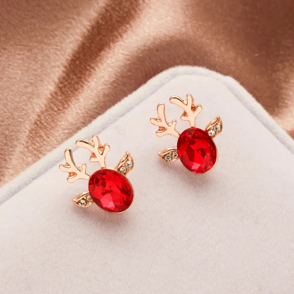 Pendientes De Cristal Con Forma De Reno Festivo