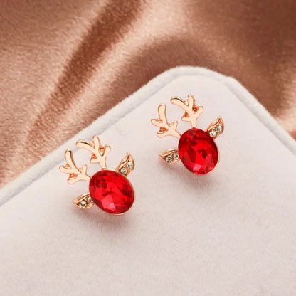 Pendientes De Cristal Con Forma De Reno Festivo