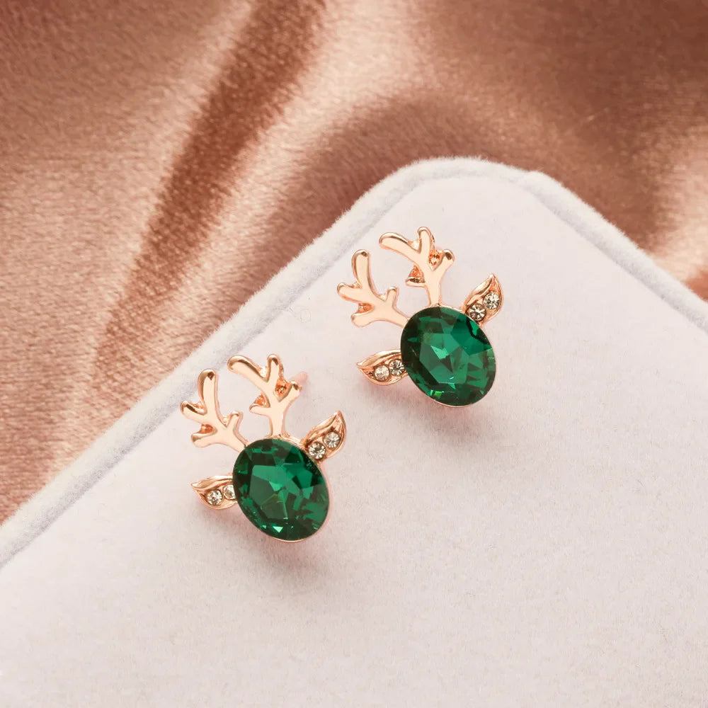 Pendientes De Cristal Con Forma De Reno Festivo