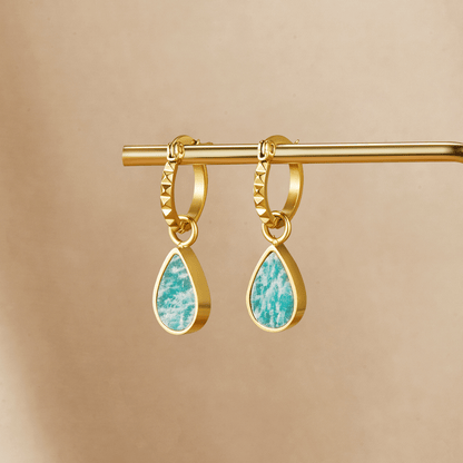 Aretes de aro Astoria Green Stone