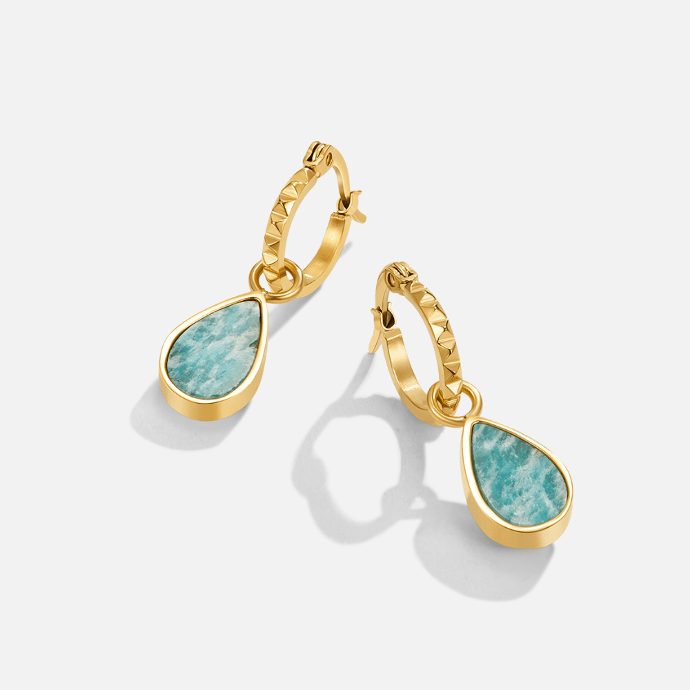 Aretes de aro Astoria Green Stone