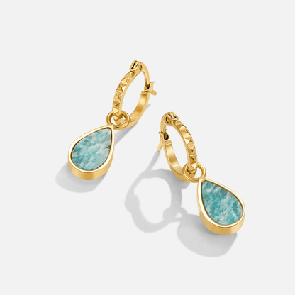 Aretes de aro Astoria Green Stone