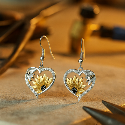 Pendientes Colgantes De Girasol Y Abeja Estilo Bohemio Vintage