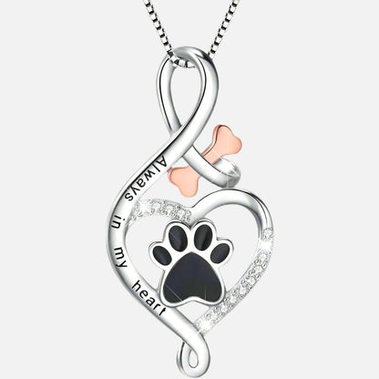 Collar Corazón, Hueso e Infinito – Colgante “Siempre en mi corazón”