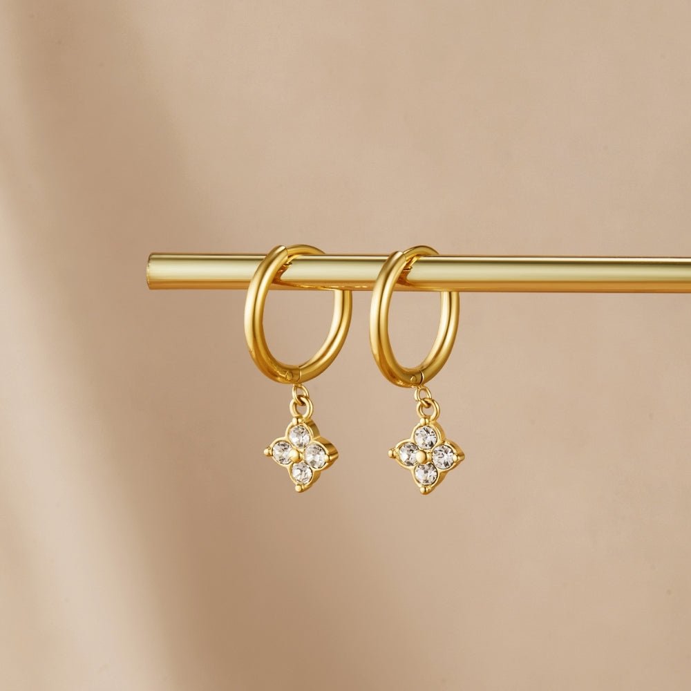 Pendientes de cristal con forma de trébol de cuatro hojas