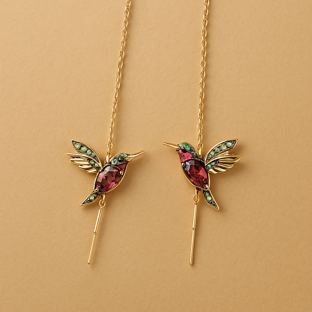 Pendientes De Colibrí Esmaltados Y Con Circonitas