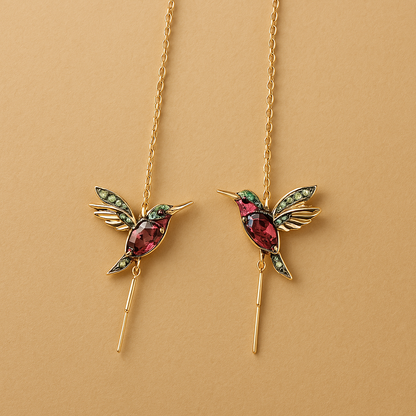 Pendientes De Colibrí Esmaltados Y Con Circonitas