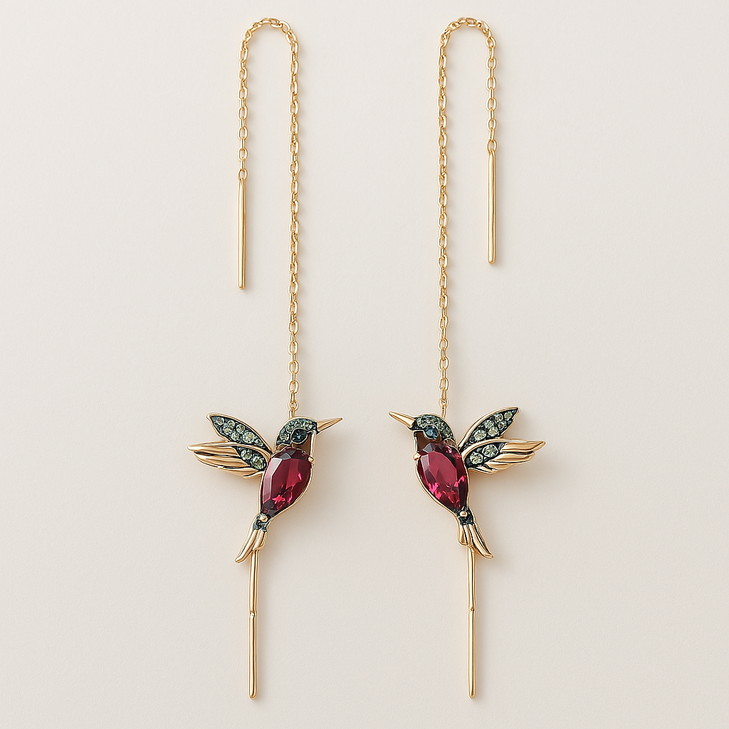 Pendientes De Colibrí Esmaltados Y Con Circonitas