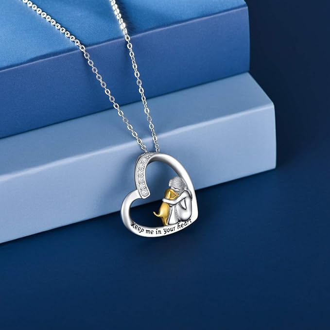 Collar De Plata De Ley 925 – Diseño De Corazón Y Perro Con Circonita