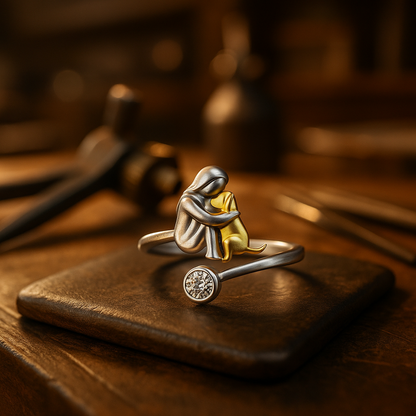 Anillo Con Tu Mascota de Plata de Ley 925 con Circonita – Ajustable y Hecho a Mano