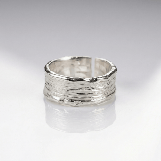 ANILLO BICOLOR DE ORO Y PLATA HECHO A MANO (AJUSTABLE)