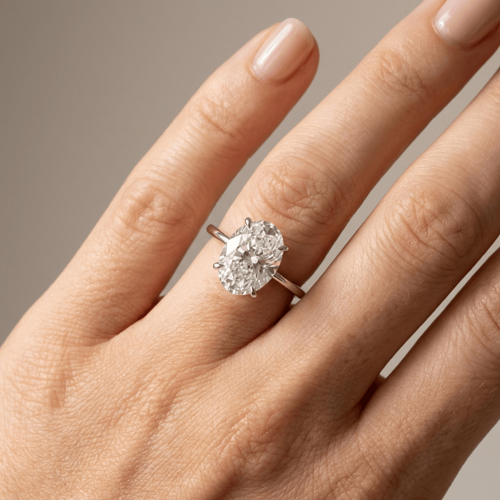ANILLO SOLITARIO DE DIAMANTE OVALADO