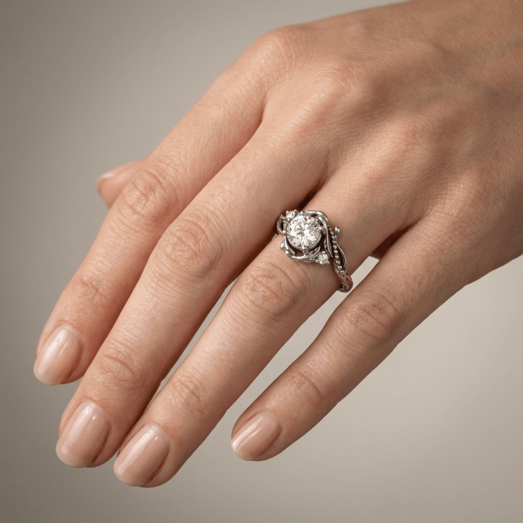 ANILLO VINTAGE DE PLATA CON DIAMANTES Y ADORNOS