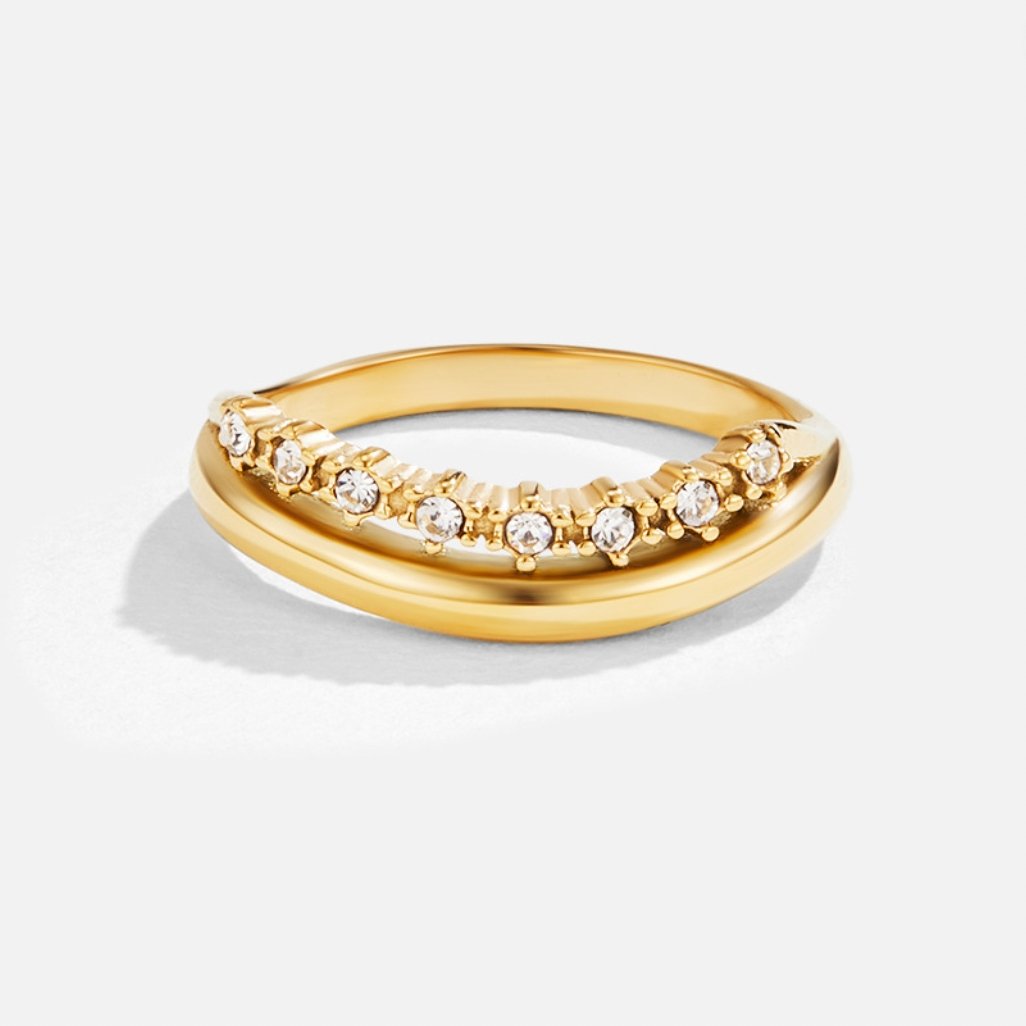 Anillo de capas de cristal blanco Marissa