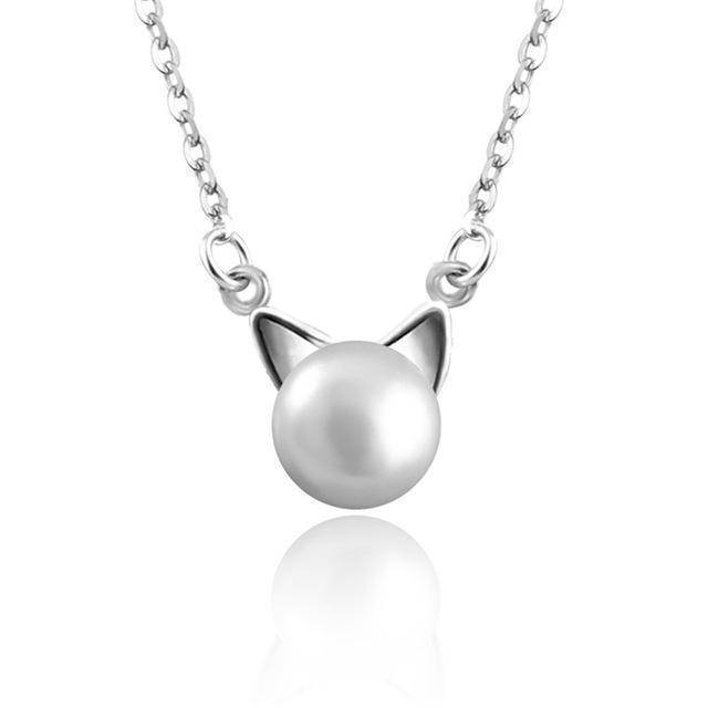SET Precioso Collar De Perlas Con Forma De Gato, Con Pendientes Y Anillo De Regalo.