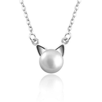 SET Precioso Collar De Perlas Con Forma De Gato, Con Pendientes Y Anillo De Regalo.