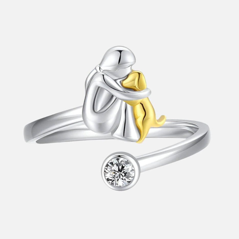 Anillo Con Tu Mascota de Plata de Ley 925 con Circonita – Ajustable y Hecho a Mano