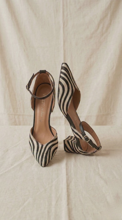Zebrina™ | Sandalias con tacón medio y patrón de cebra
