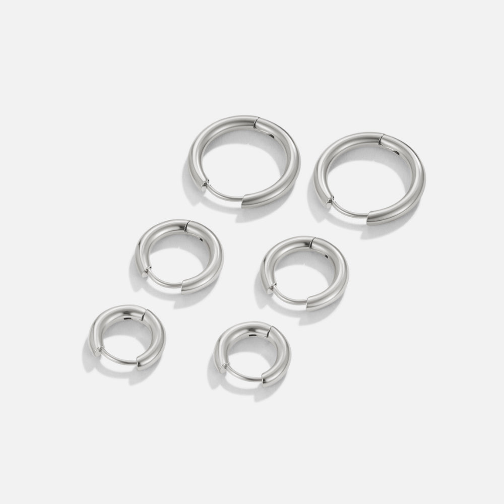 Conjunto de tres mini aros de plata