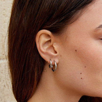 Conjunto de tres mini aros de plata
