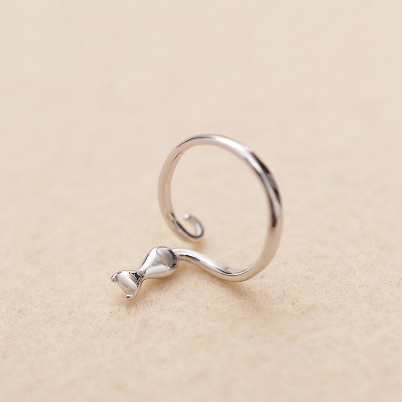 Anillo Adorable De Gato De Acero Inoxidable