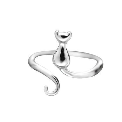 Anillo Adorable De Gato De Acero Inoxidable
